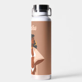 黒人女性，白ビキニ，ビーチ準備完了 ウォーターボトル (背面)