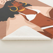 黒人女性，白ビキニ，ビーチ準備完了 シェルパブランケット (3/4)