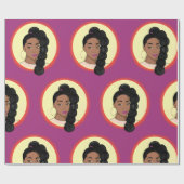 黒人女性、白熱［赤熱］光を放つ美しい、パフポニテール ラッピングペーパー (フラット)
