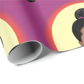 黒人女性、白熱［赤熱］光を放つ美しい、パフポニテール ラッピングペーパー (ロールコーナー)