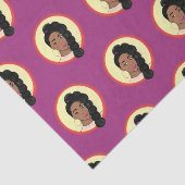 黒人女性，白熱［赤熱］光を放つ美しい，パフポニーテール，ピンク 薄葉紙 (詳細)