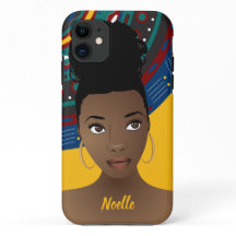 黒人女性，自然の髪，部族のパターン，金ゴールド