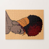 黒人女性、自然美しい、髪包まれた毛 ジグソーパズル (横)