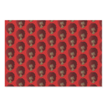 黒人女性，赤いアフロナチュラルヘア，赤いラッピング