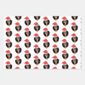 黒人女性,赤サンタハット,ガム,メリークリスマス ラッピングペーパーシート (正面3)