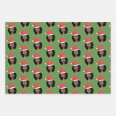 黒人女性,赤サンタハット,ガム,メリークリスマス ラッピングペーパーシート (正面)