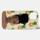 黒人女性，金ゴールドの色合い，パイナップルパターン，ベージュ Case-Mate iPhoneケース (裏面 (横))