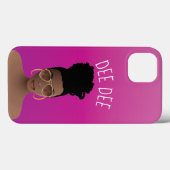 黒人女性、金ゴールドシェード&ハイバンホットピンク Case-Mate iPhoneケース (裏面 (横))