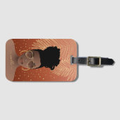 黒人女性、金ゴールドシェード&パーム葉ズ、銅 ラゲッジタグ (正面横)