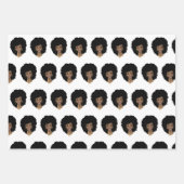 黒人女性、金ゴールドシェード、ブルーバブルガム ラッピングペーパーシート (正面2)