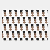 黒人女性、金ゴールドシェード、ブルーバブルガム ラッピングペーパーシート (正面)