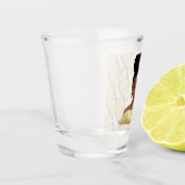 黒人女性、金ゴールド抽象芸術図形、白 ショットグラス (左)