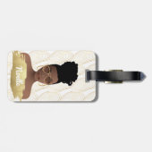 黒人女性、金ゴールド抽象芸術図形、白 ラゲッジタグ (裏面横)