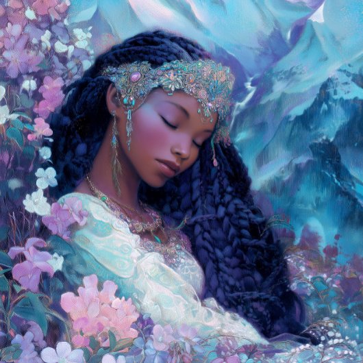黒人女性 黒の女王 ファンタジーアート 女神 ポスター
