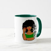 黒人女性,黒女王,アフロ神は彼女の中にある マグカップ (正面右)