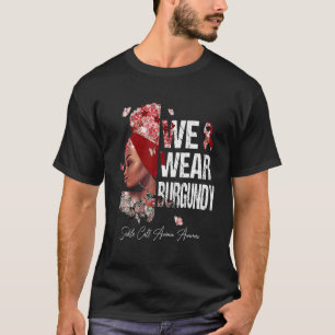 黒人女性We衣服ブルゴーニュ鎌細胞貧血Aw Tシャツ
