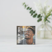 黒人学生モダン卒業ネットワーク写真 スクエア名刺 (スタンド正面)