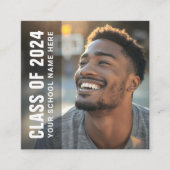 黒人学生モダン卒業ネットワーク写真 スクエア名刺 (正面)