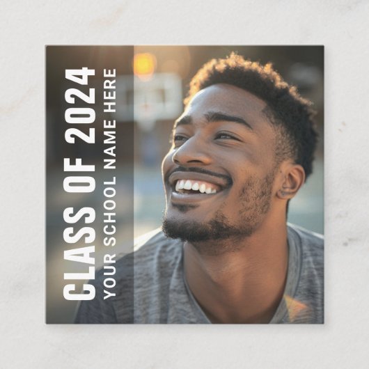 黒人学生モダン卒業ネットワーク写真 スクエア名刺 (正面)