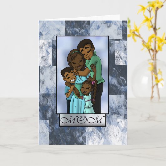 黒人家庭の母の日 カード (黄色い花)