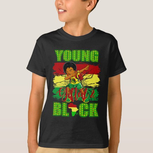黒人少年ダビング黒人歴史月旗 Tシャツ (正面)