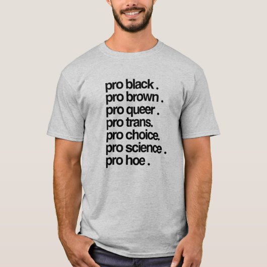 黒人支持, 茶色支持, クィア支持 Tシャツ (正面)