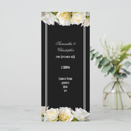黒人教会の結婚式プログラムの白いバラ プログラム (スタンド正面)