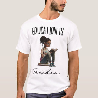 黒人教師のための本 ブラックヒストリー月間 教育は自由 Tシャツ