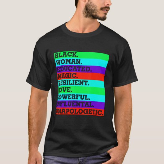 黒人教育魔法回復力のある愛パワフル Tシャツ (正面)