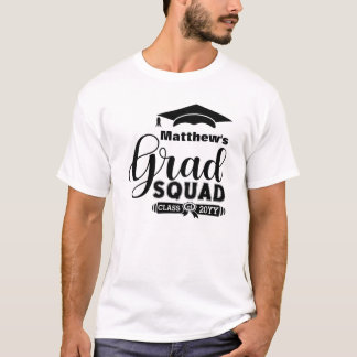 黒人文字カスタム男性白人卒業班 Tシャツ