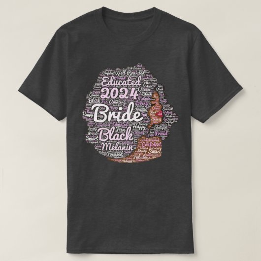 黒人新婦 2024 結婚する Tシャツ (デザイン正面)