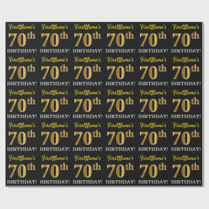 黒人模造金ゴールド「第70誕生日」 ラッピングペーパー