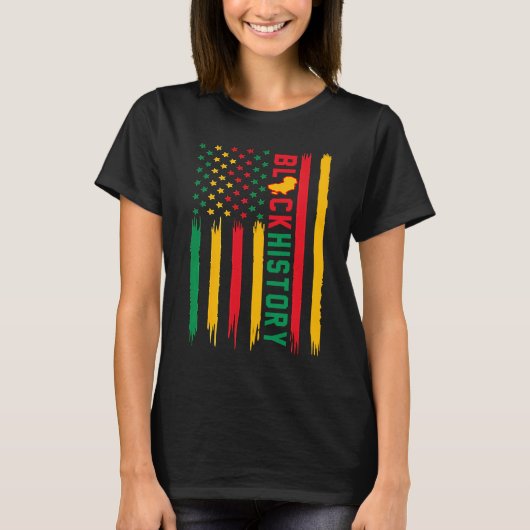 黒人歴史アメリカ国旗アフリカのRo Tシャツ (正面)