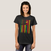 黒人歴史アメリカ国旗アフリカのRo Tシャツ (正面フル)
