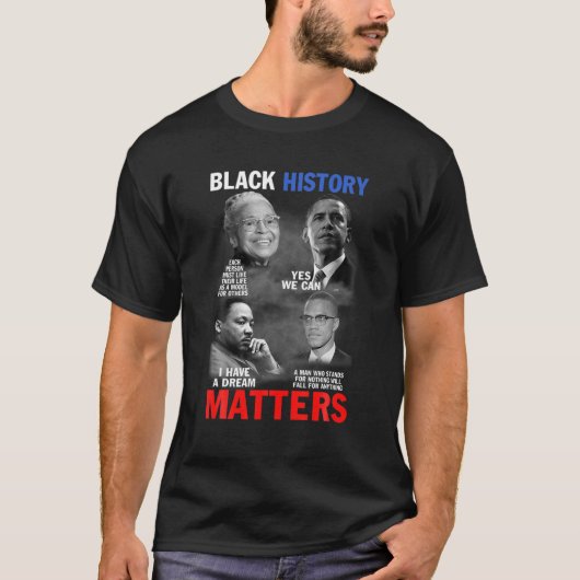 黒人歴史問題男性へ女性黒人史M Tシャツ (正面)