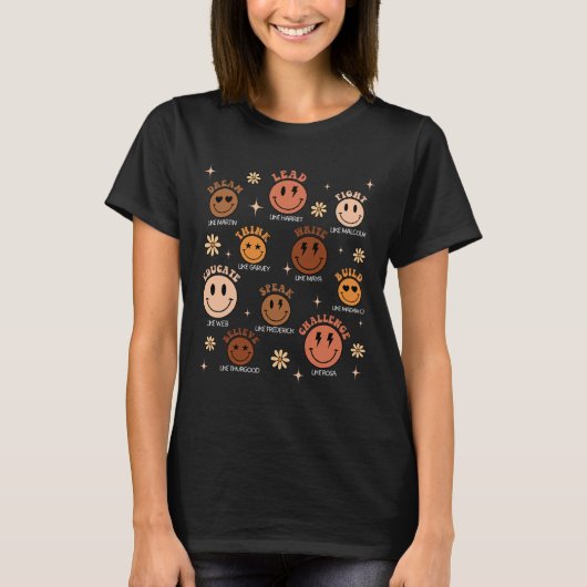 黒人歴史学の黒人指導者6月 Tシャツ (正面)