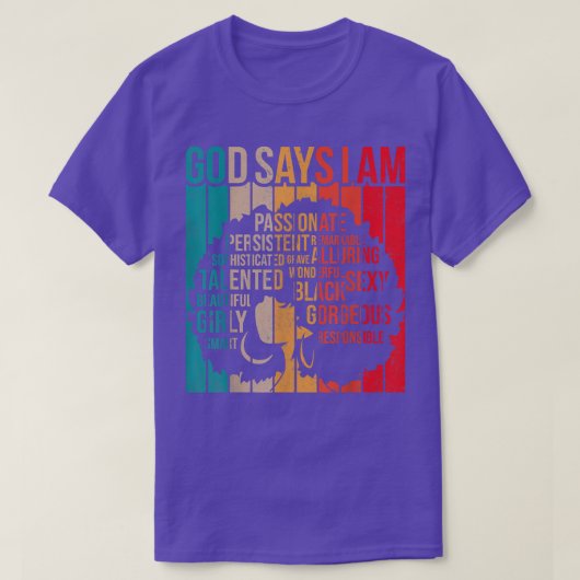 黒人歴史月神は私は黒メラニンGiと言う Tシャツ (デザイン正面)