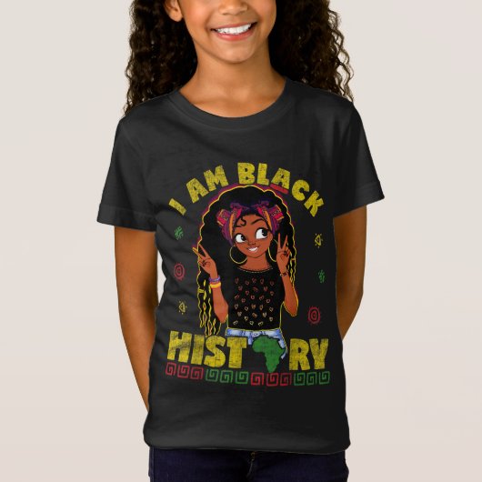 黒人歴史月間アフリカ人女性アフロ・アメリ Tシャツ (正面)
