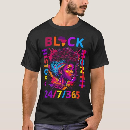 黒人歴史月間アフリカ系アメリカ人が年間を通じて Tシャツ (正面)