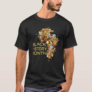 黒人歴史月間アフロアメリカン地図 Tシャツ