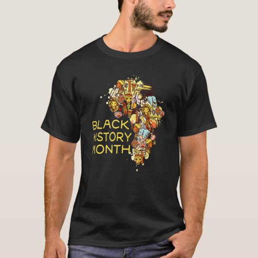 黒人歴史月間アフロアメリカン地図 Tシャツ (正面)