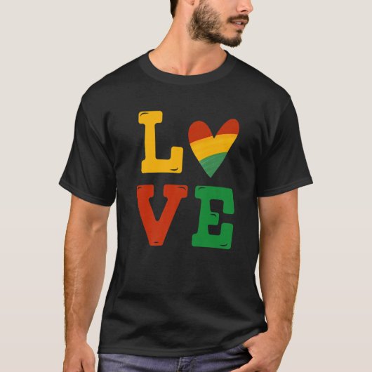 黒人歴史月間ラブアフリカ人男性の女性 Tシャツ (正面)