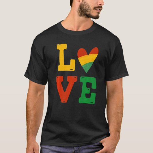 黒人歴史月間ラブアフリカ人男性の女性 Tシャツ (正面)