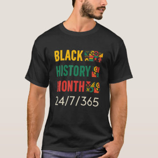 黒人歴史月間24/7/365 -レトロメンズウィメンズボーイ Tシャツ