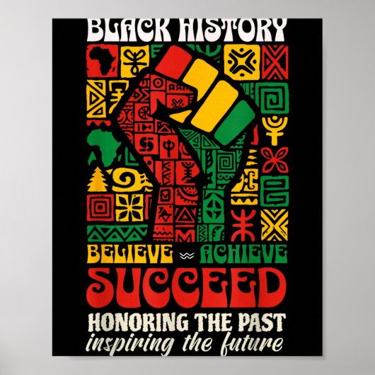 黒人歴史月間 アフリカン ビリーブ アチーブ サクシード ポスター (正面)