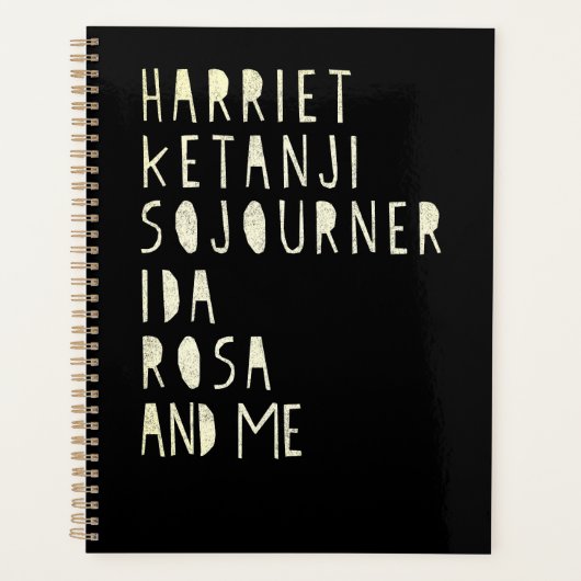 黒人歴史月間、有名な黒人女性リーダー プランナー手帳 (正面)