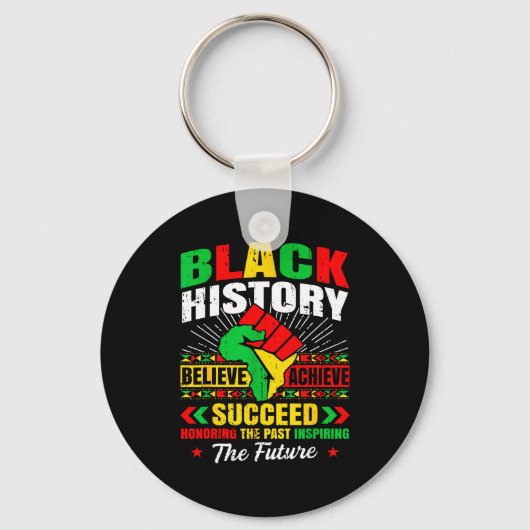 黒人歴史月間 Believe Achieve Succeed メラニ キーホルダー (正面)