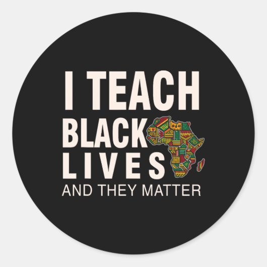 黒人歴史月間 BLM 私は黒人の命が大切だと教える ラウンドシール (正面)