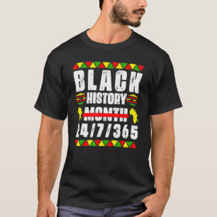 黒人歴史月247365アフリカ地図メラニン男性 Tシャツ