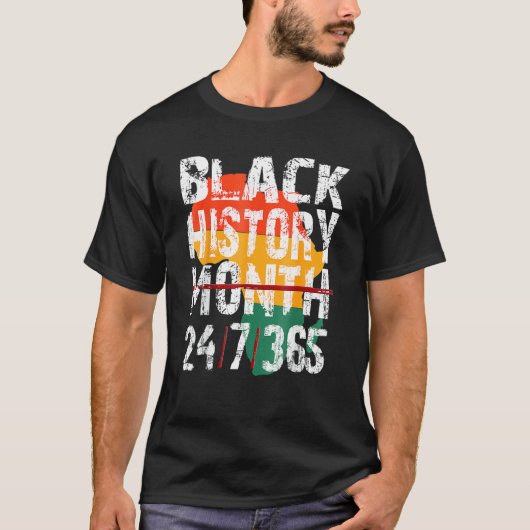 黒人歴史月247365アフリカ男性へ女性K Tシャツ (正面)